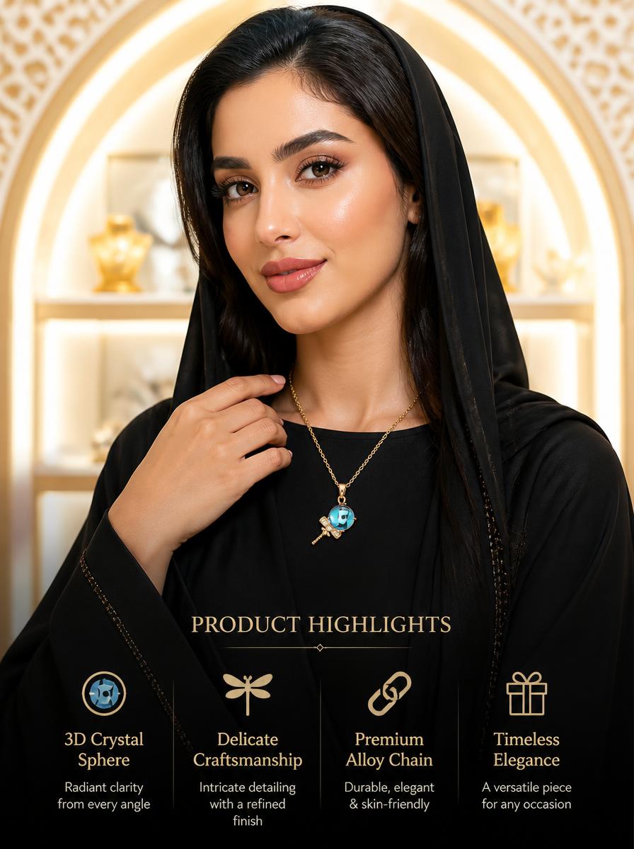 Blue Crystal Magic Key Necklace