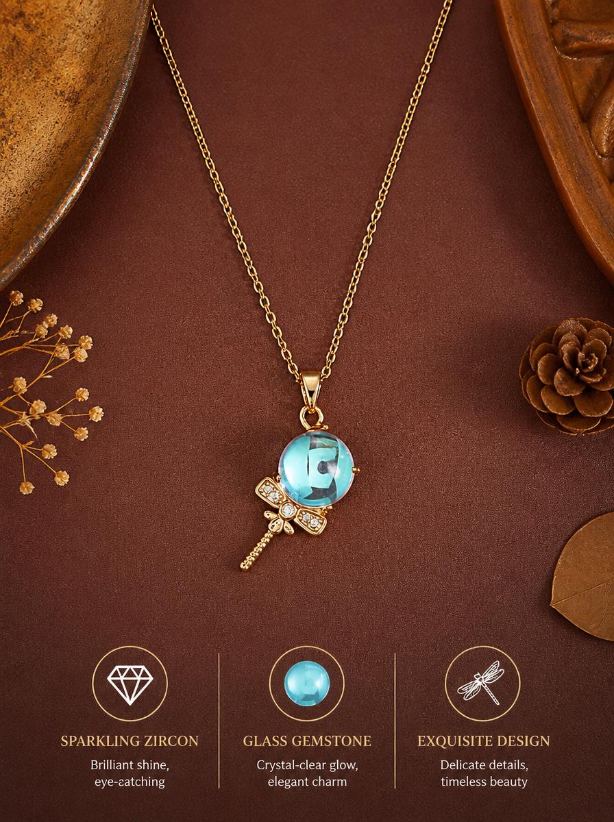 Blue Crystal Magic Key Necklace