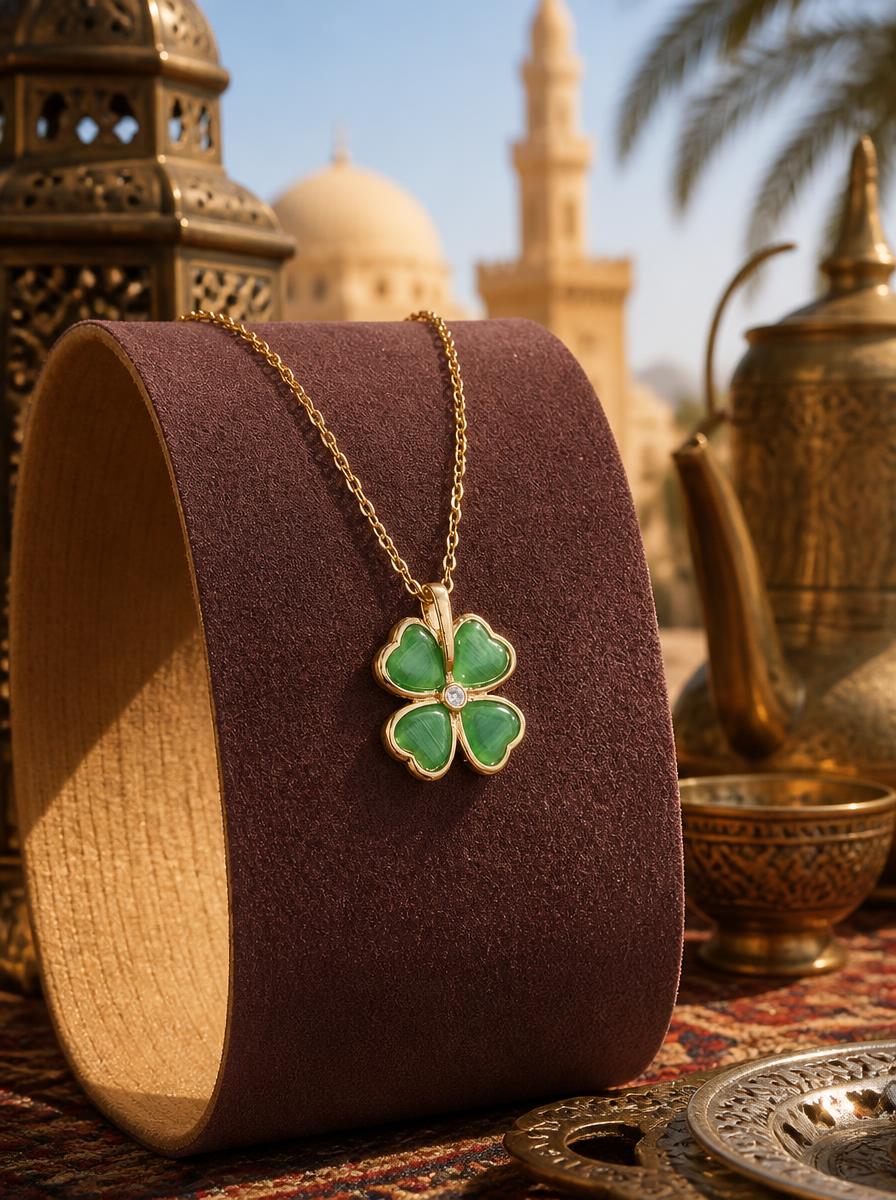 Emerald Clover Charm Necklace