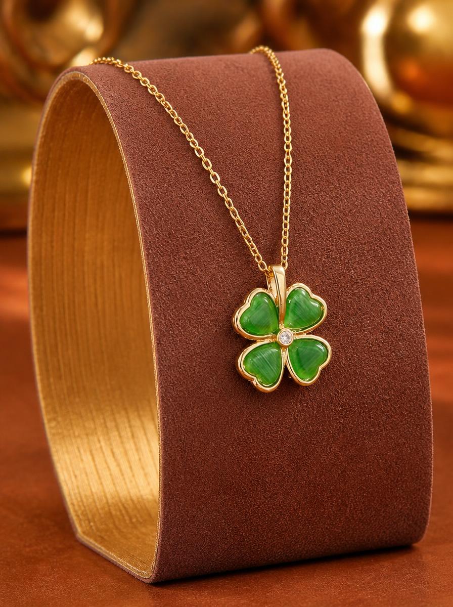 Emerald Clover Charm Necklace