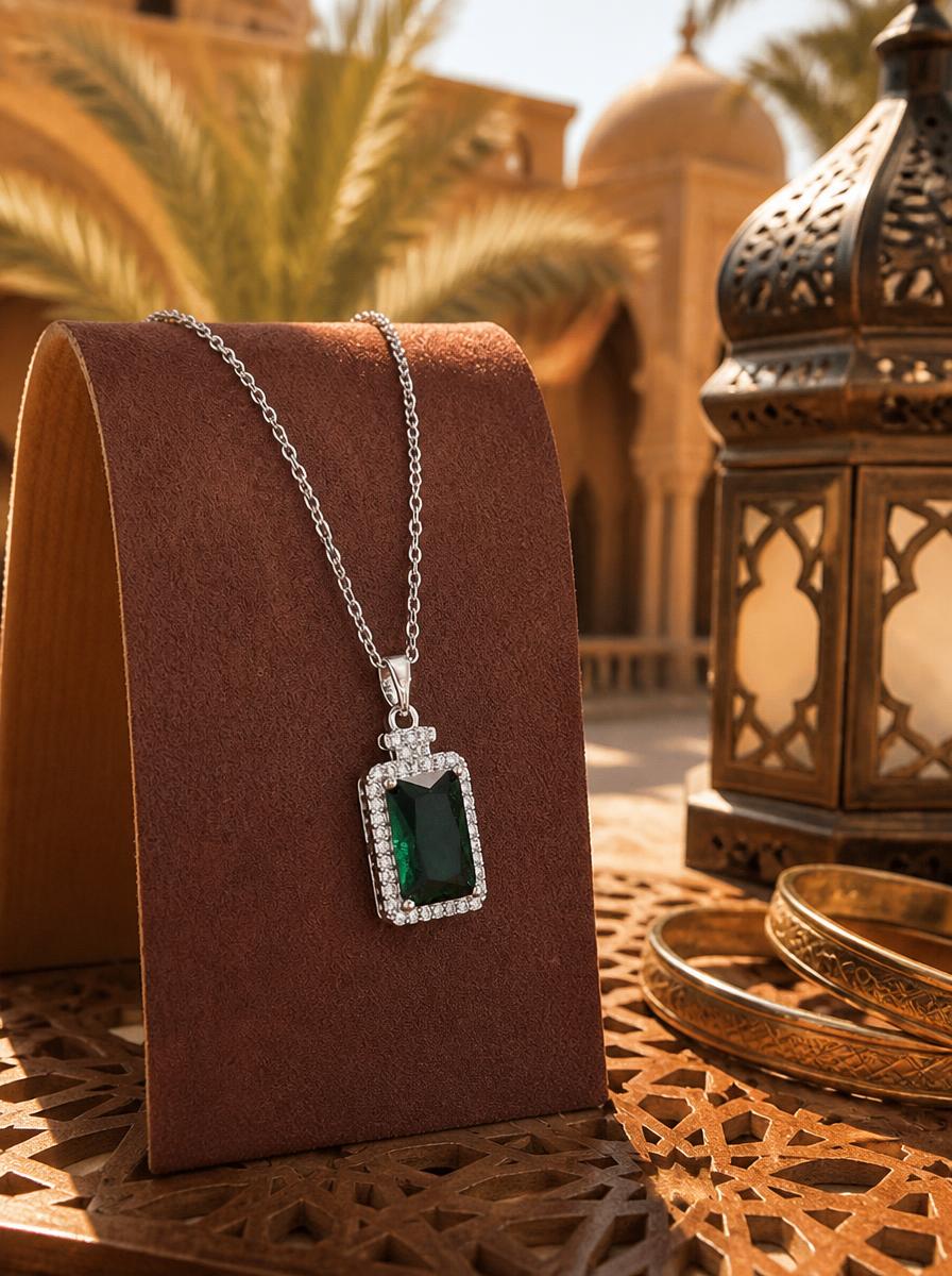 Square Bottle Emerald Necklace