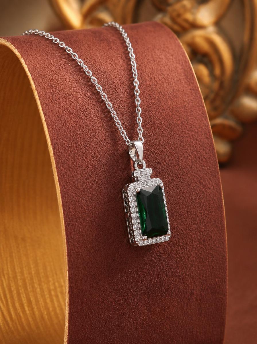 Square Bottle Emerald Necklace