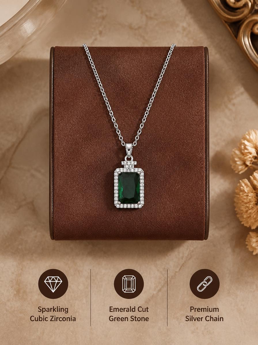 Square Bottle Emerald Necklace