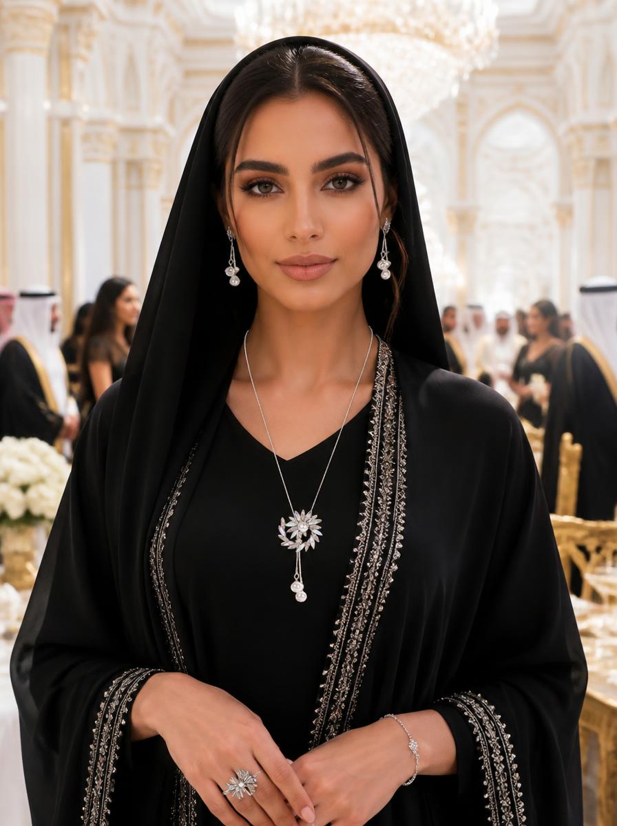 Silver Crystal and Pearl Long Pendant Necklace