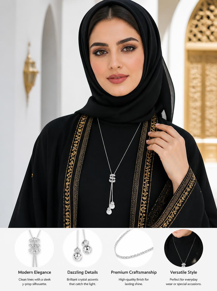Silver Geometric Drop Necklace