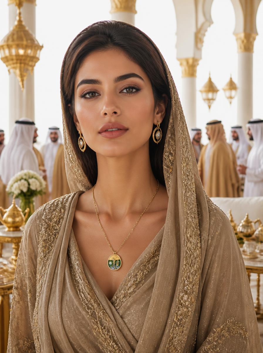 Gold Plated Desert Bloom Pendant Necklace with Pearl Accent
