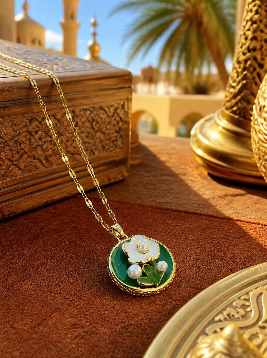 Round Flower Pendant Necklace