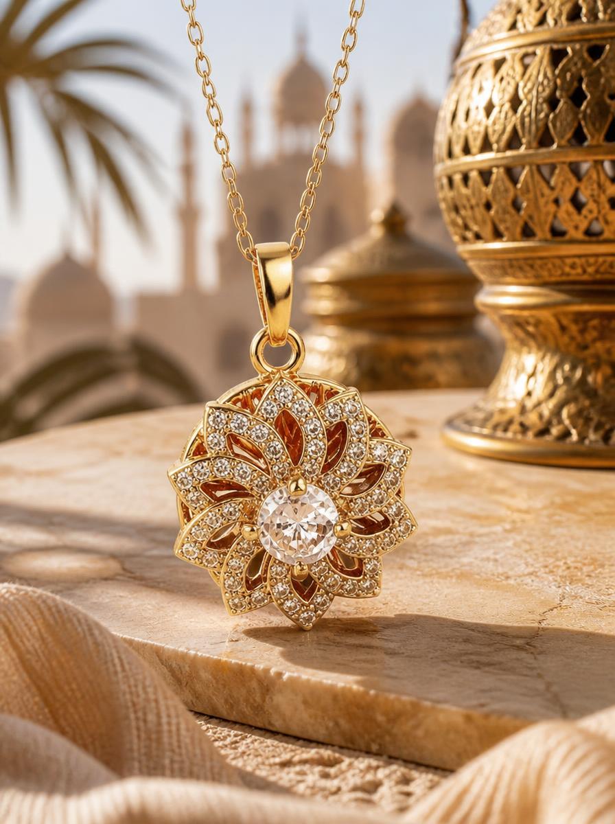 Mandala Flower Zircon Necklace