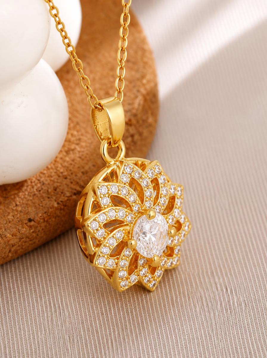 Mandala Flower Zircon Necklace