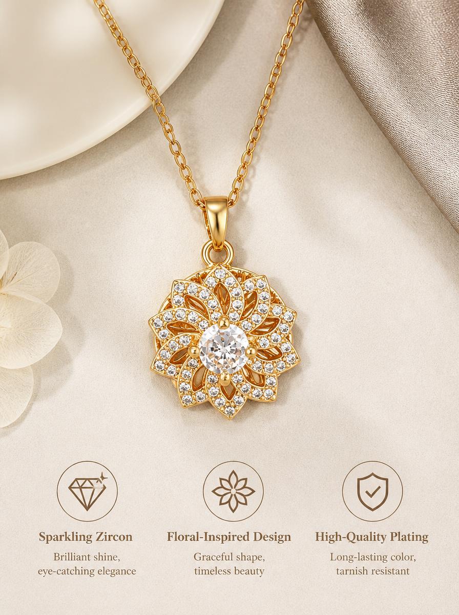 Mandala Flower Zircon Necklace