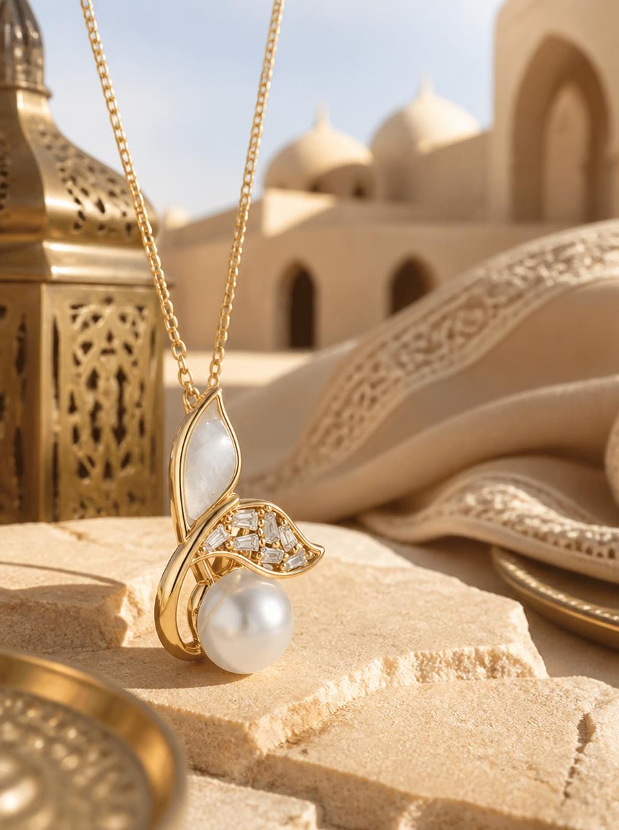 Leaf Pearl Pendant Necklace