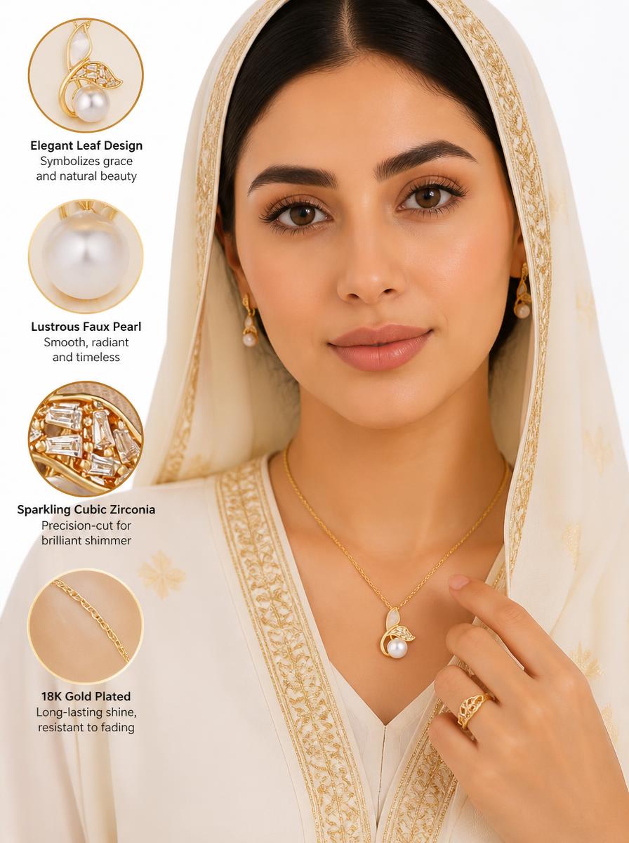 Leaf Pearl Pendant Necklace