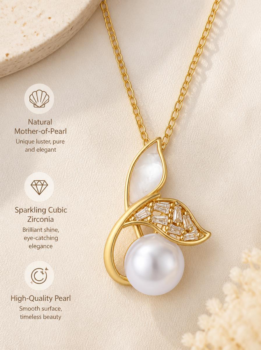 Leaf Pearl Pendant Necklace