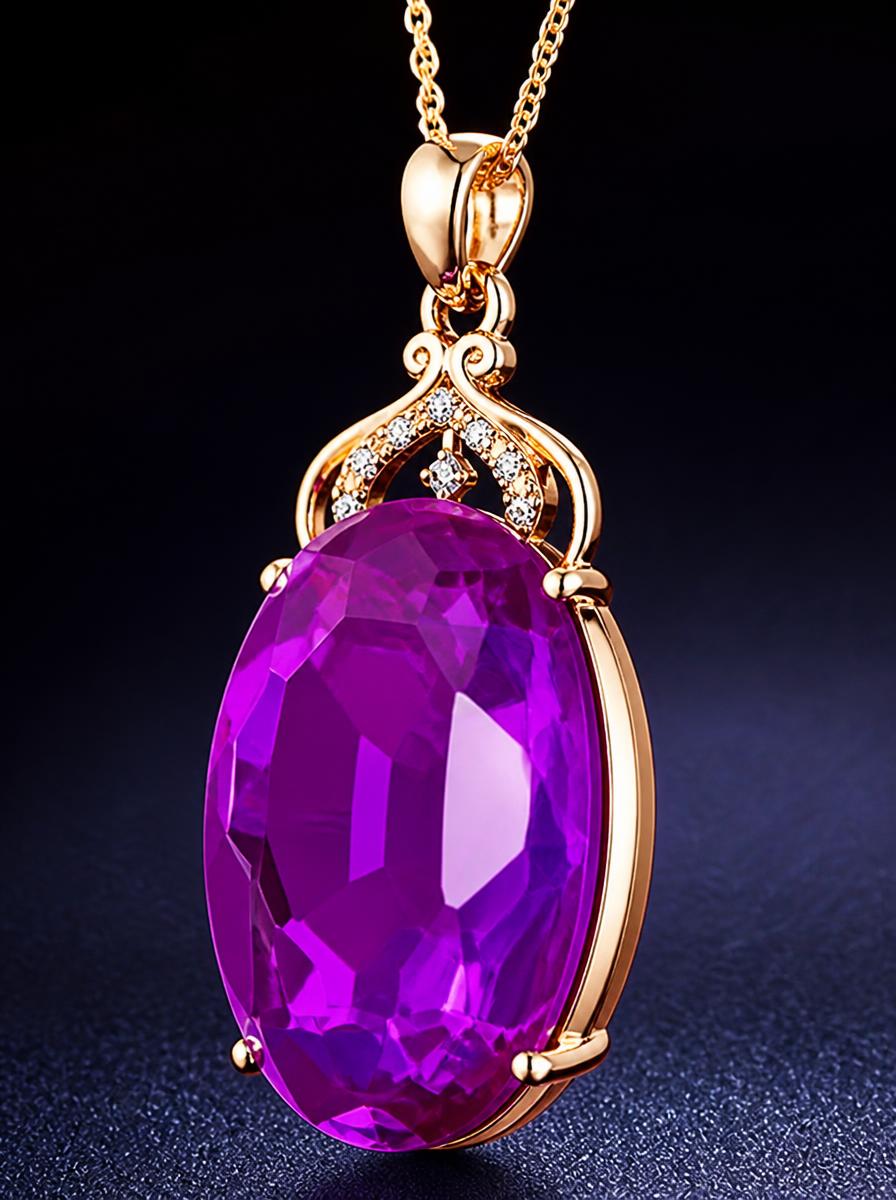 Amethyst Oval Pendant Necklace