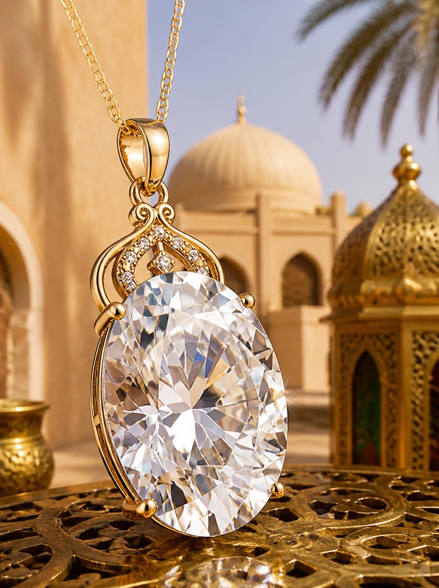 Silver Oval Diamond Pendant Necklace