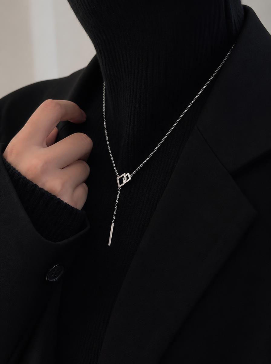 Y Shape Square Geometric Necklace