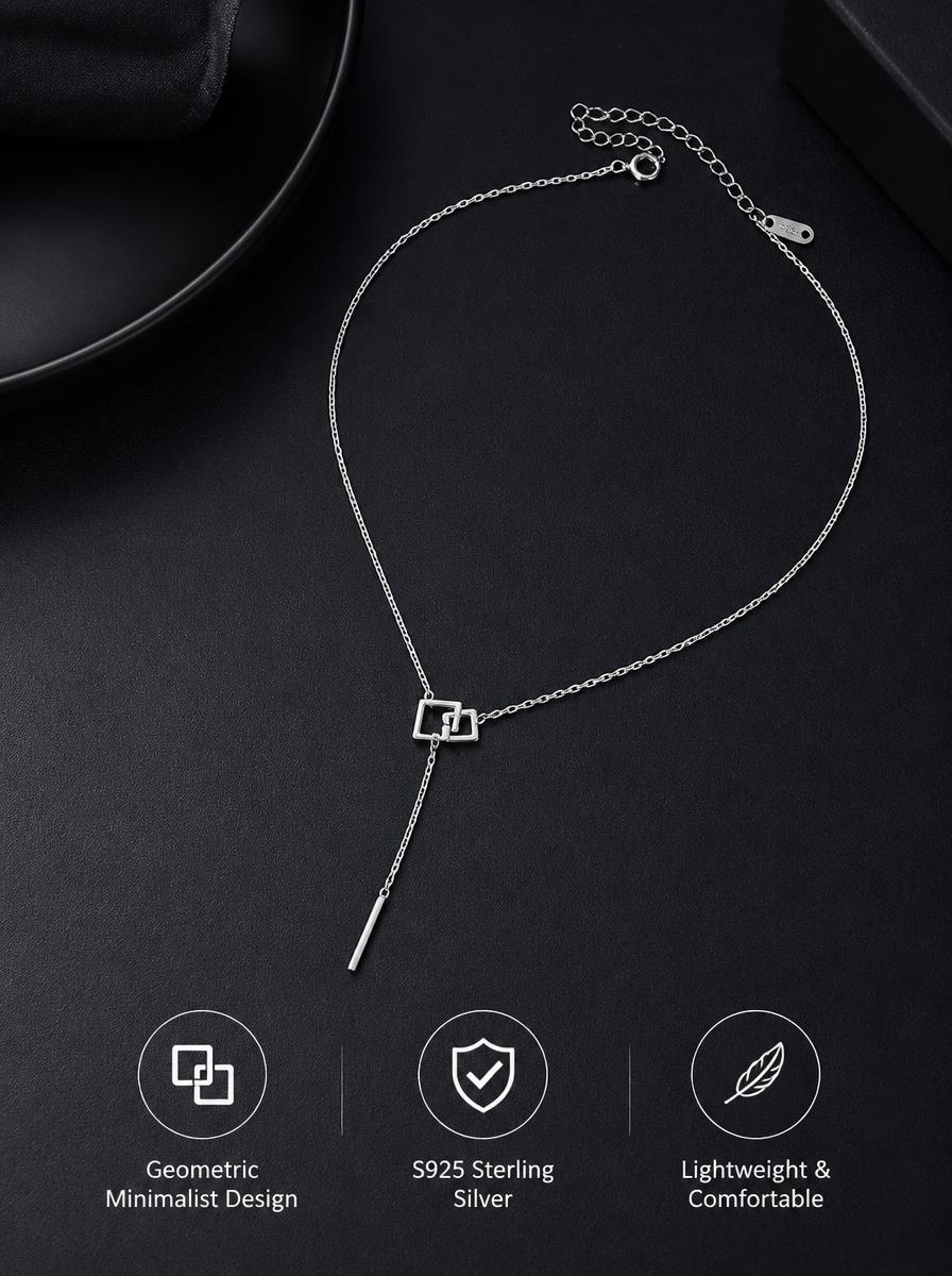 Y Shape Square Geometric Necklace