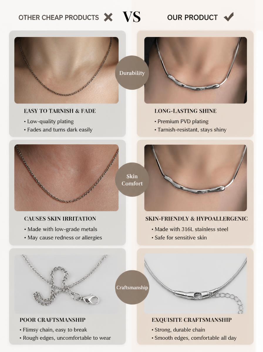 Curved Bar Snake Chain Necklace