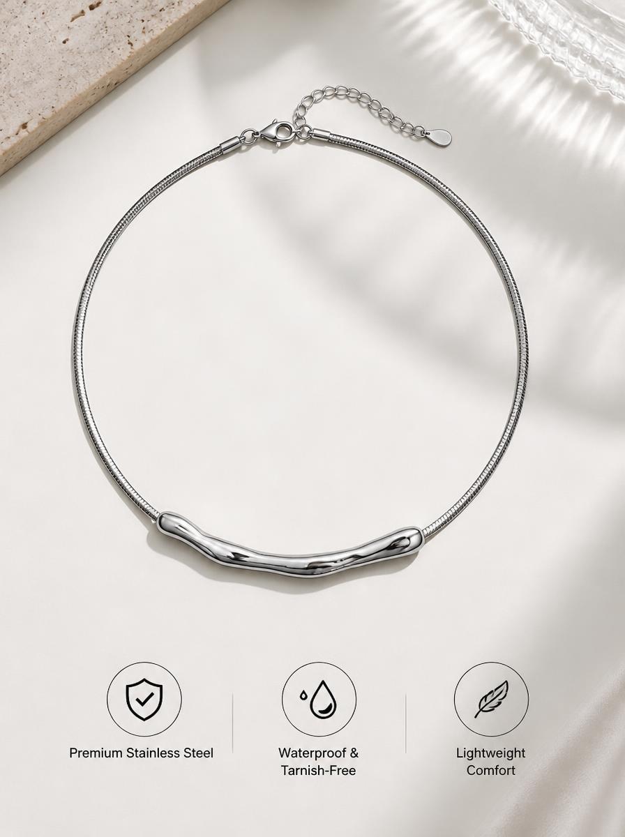Curved Bar Snake Chain Necklace