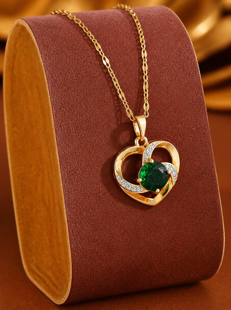 Heart Emerald Pendant Necklace