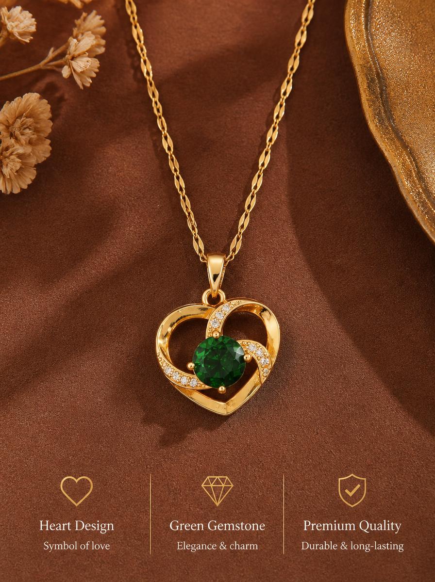 Heart Emerald Pendant Necklace
