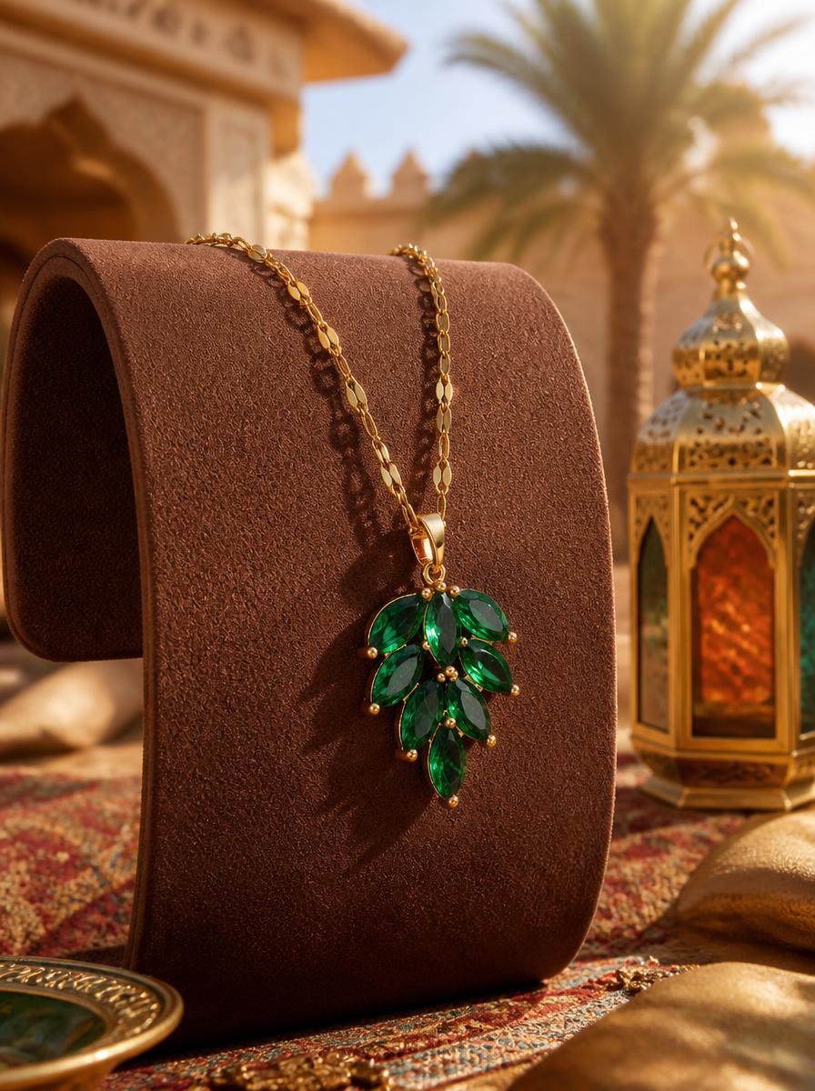 Leaf Emerald Pendant Necklace