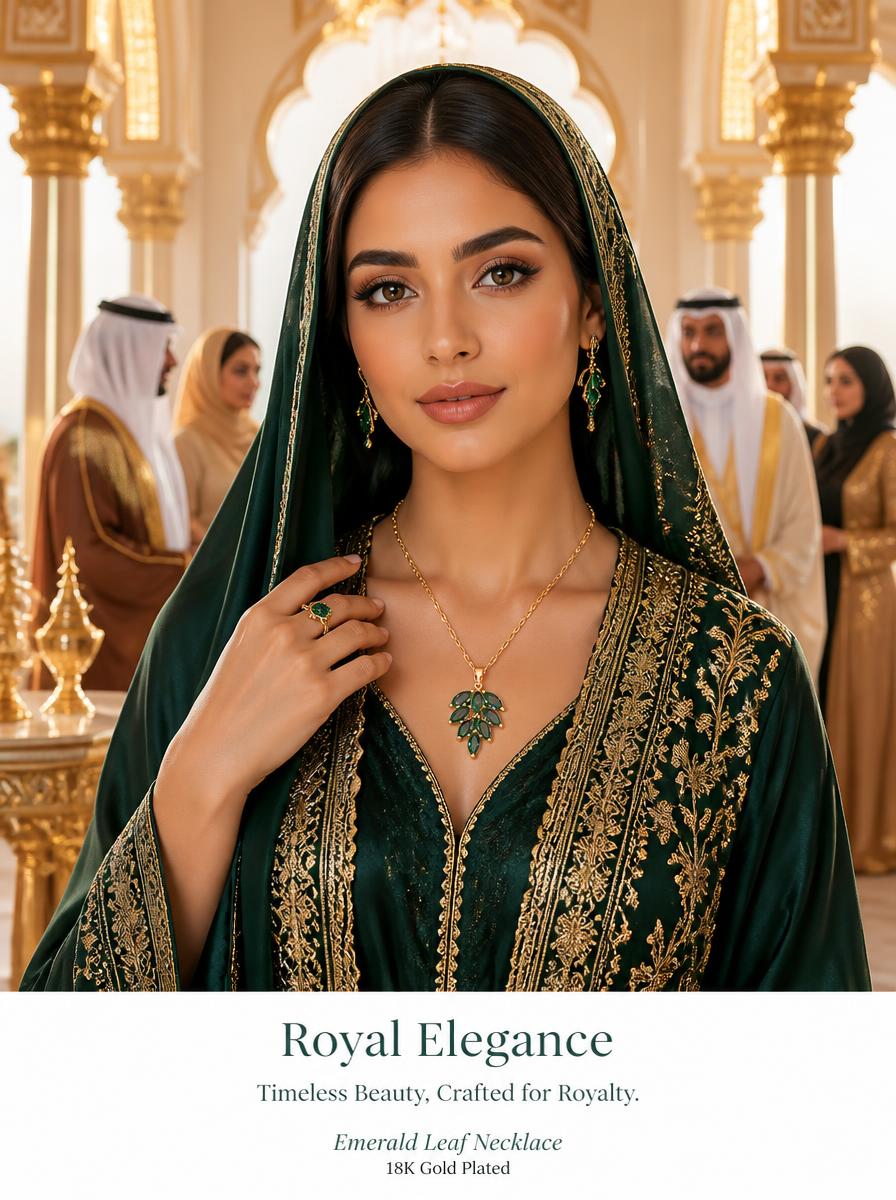Leaf Emerald Pendant Necklace