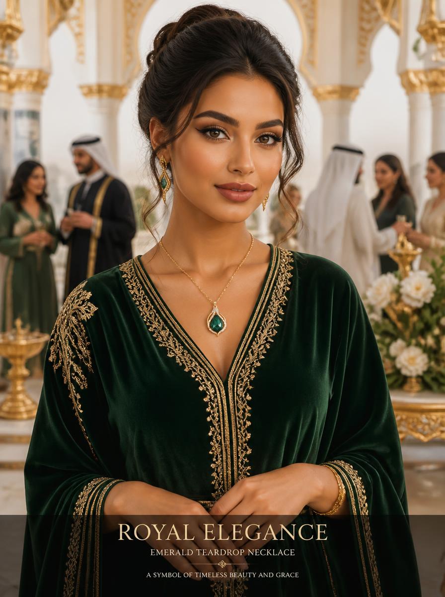 Teardrop Emerald Rhinestone Necklace