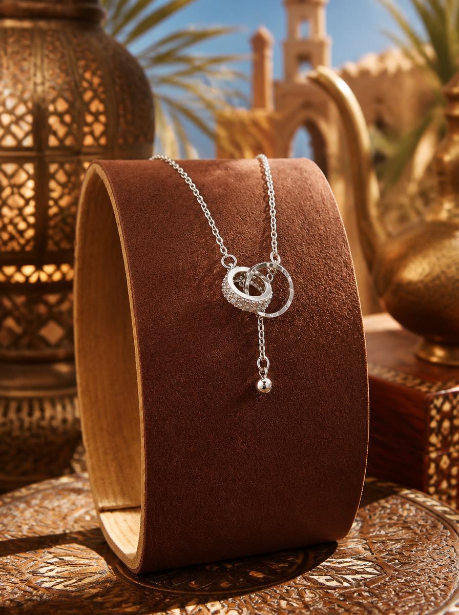 Silver Interlocking Rings Pendant Necklace