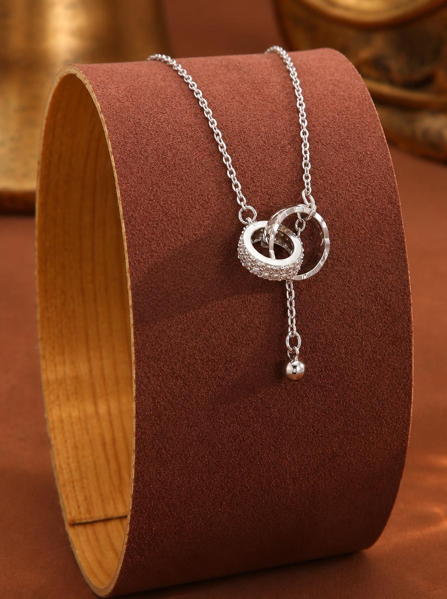 Silver Interlocking Rings Pendant Necklace