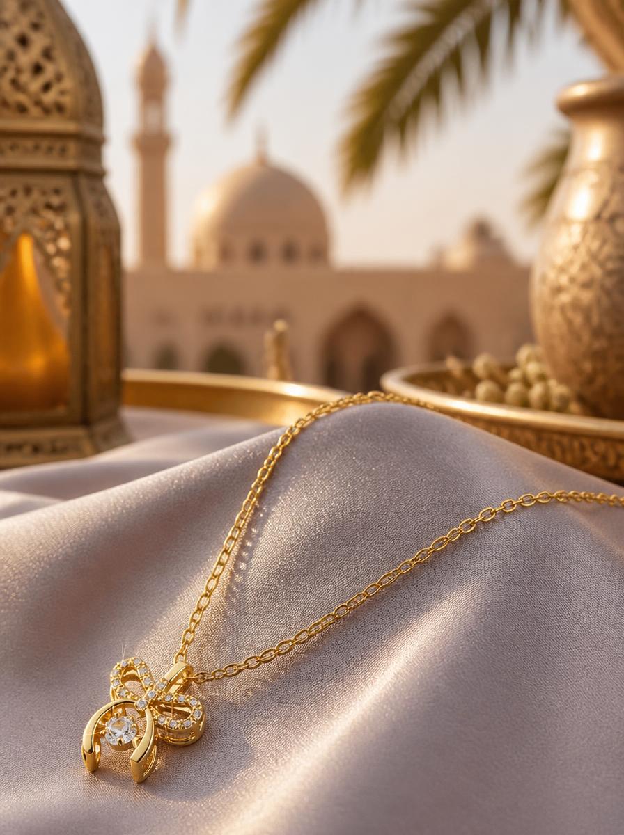 Golden Bow Charm Necklace