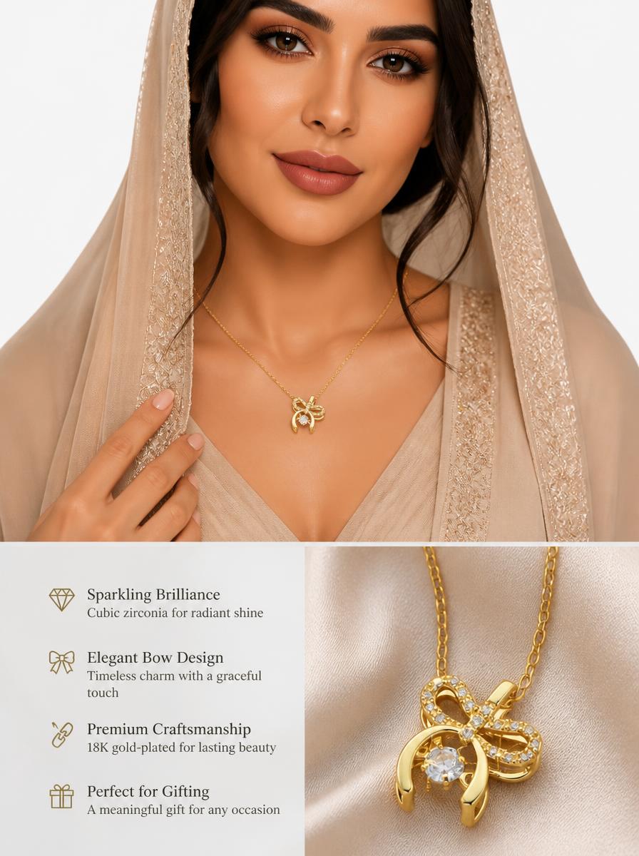 Golden Bow Charm Necklace