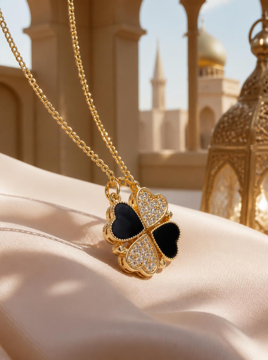 Onyx Clover Necklace