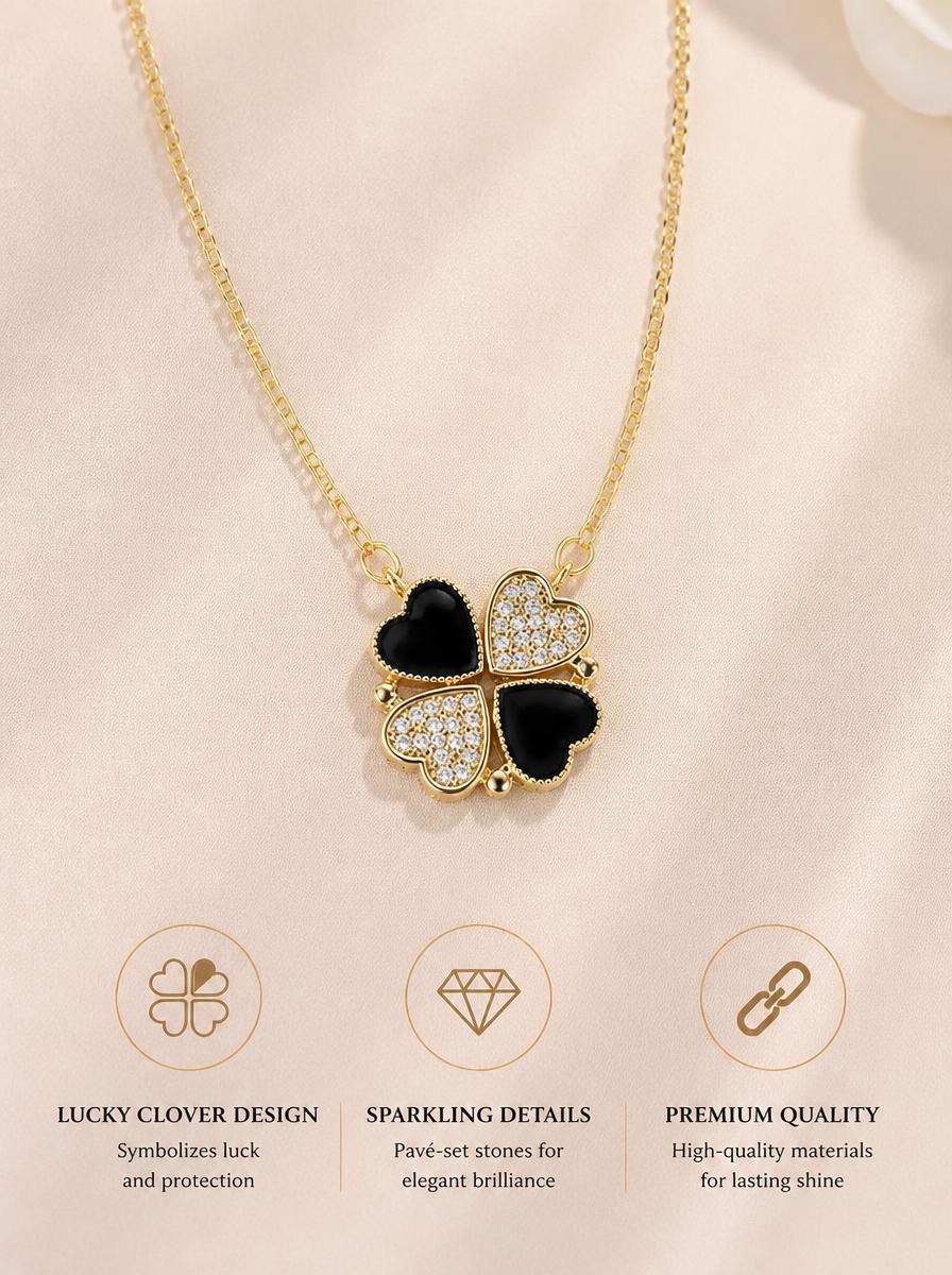 Onyx Clover Necklace