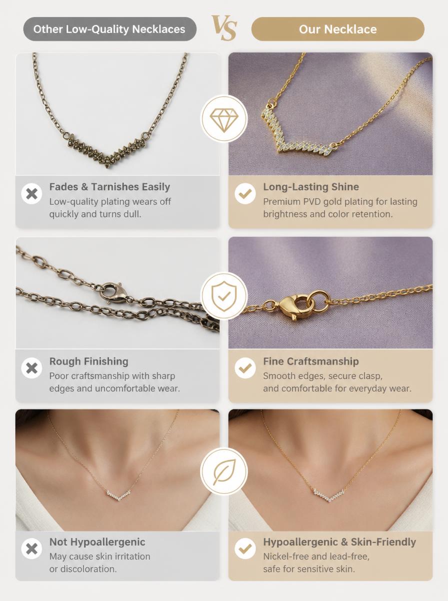 Golden Marquise Crystal V-Necklace