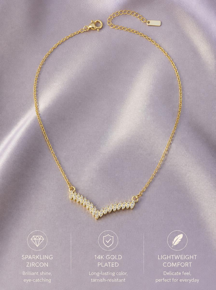Golden Marquise Crystal V-Necklace