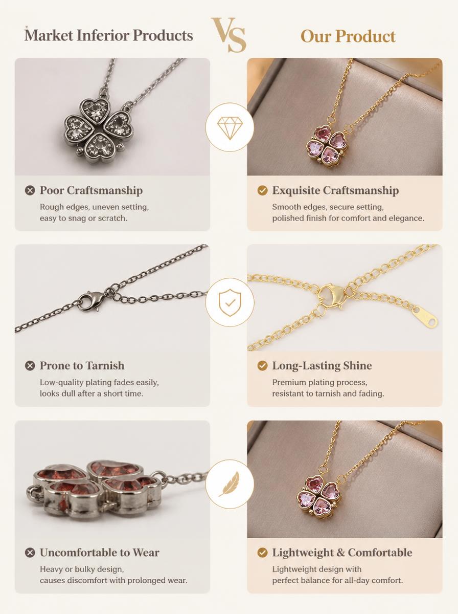Pink Heart Clover Necklace