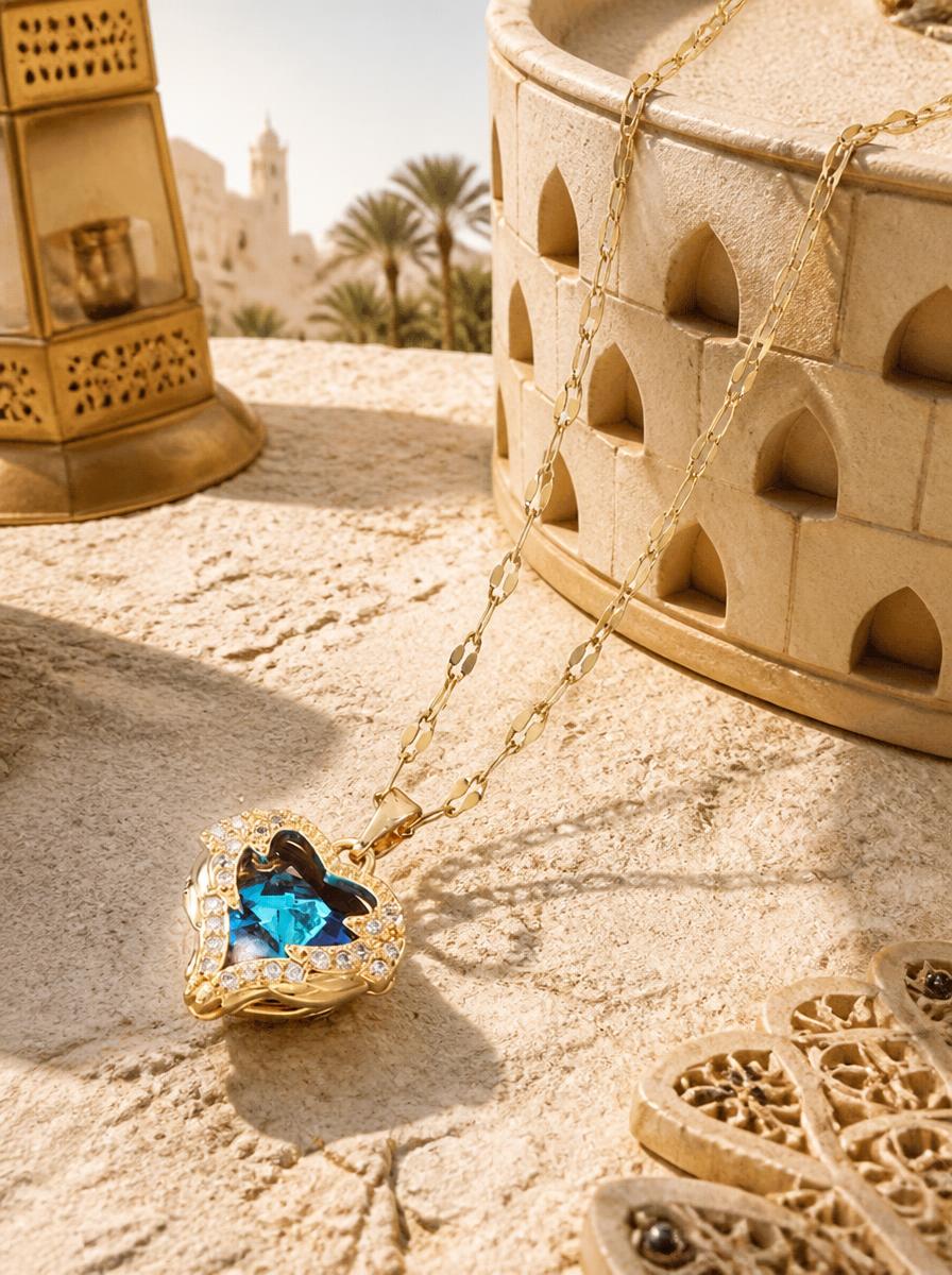 Heart Blue Crystal Pendant Necklace