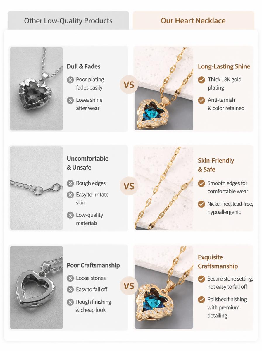 Heart Blue Crystal Pendant Necklace
