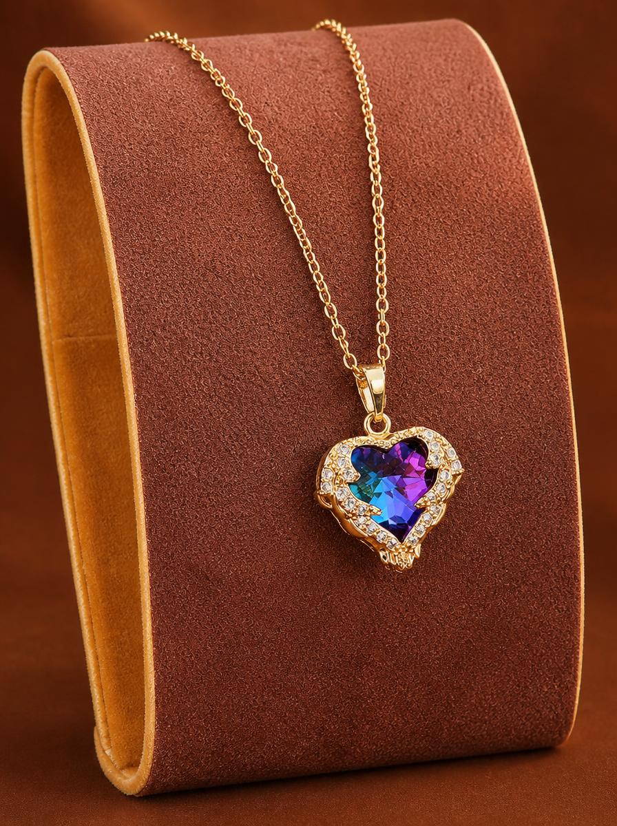 Iridescent Heart Pendant Necklace