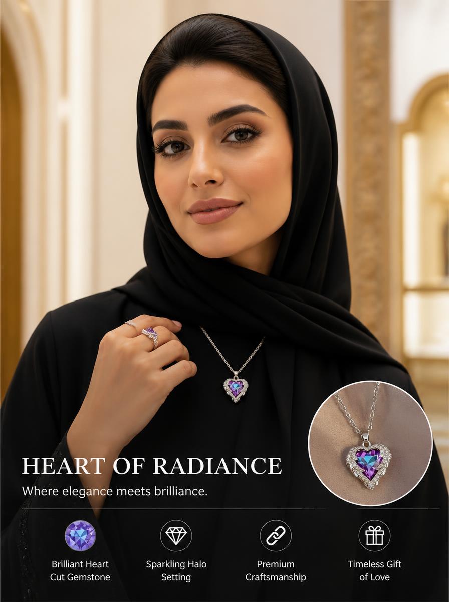 Purple Shimmer Heart Pendant Necklace