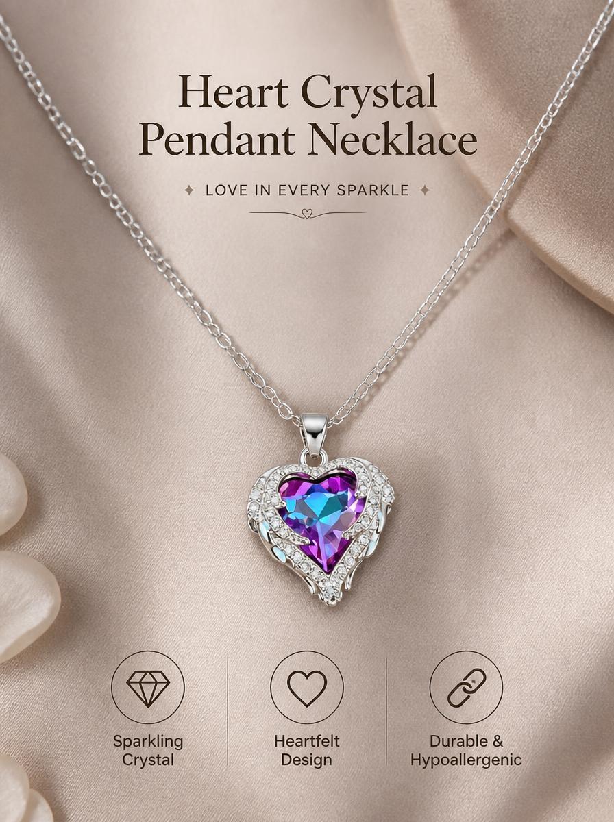 Purple Shimmer Heart Pendant Necklace