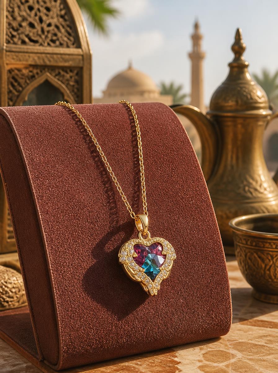 Multi-Color Gemstone Heart Pendant Necklace