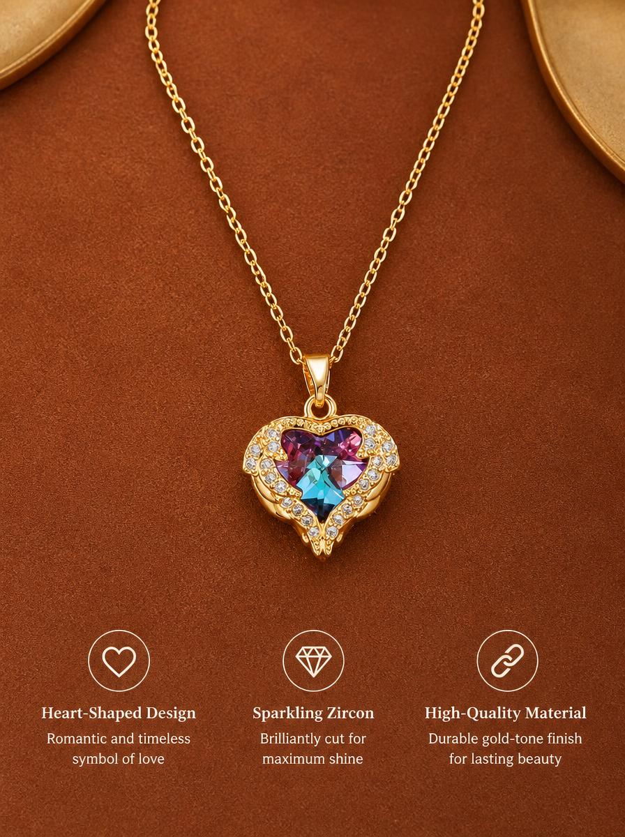 Multi-Color Gemstone Heart Pendant Necklace