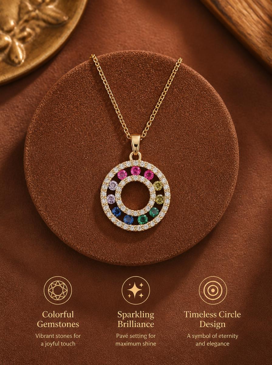 Rainbow Zircon Pendant Necklace