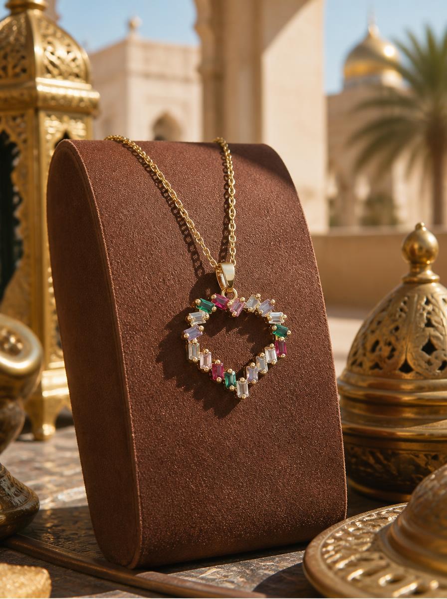 Crystal Hollow Heart Necklace