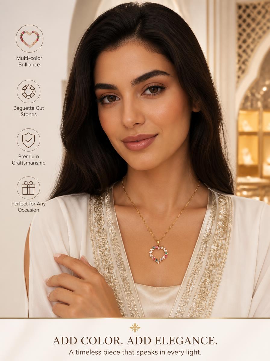Crystal Hollow Heart Necklace