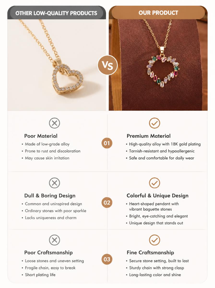Crystal Hollow Heart Necklace
