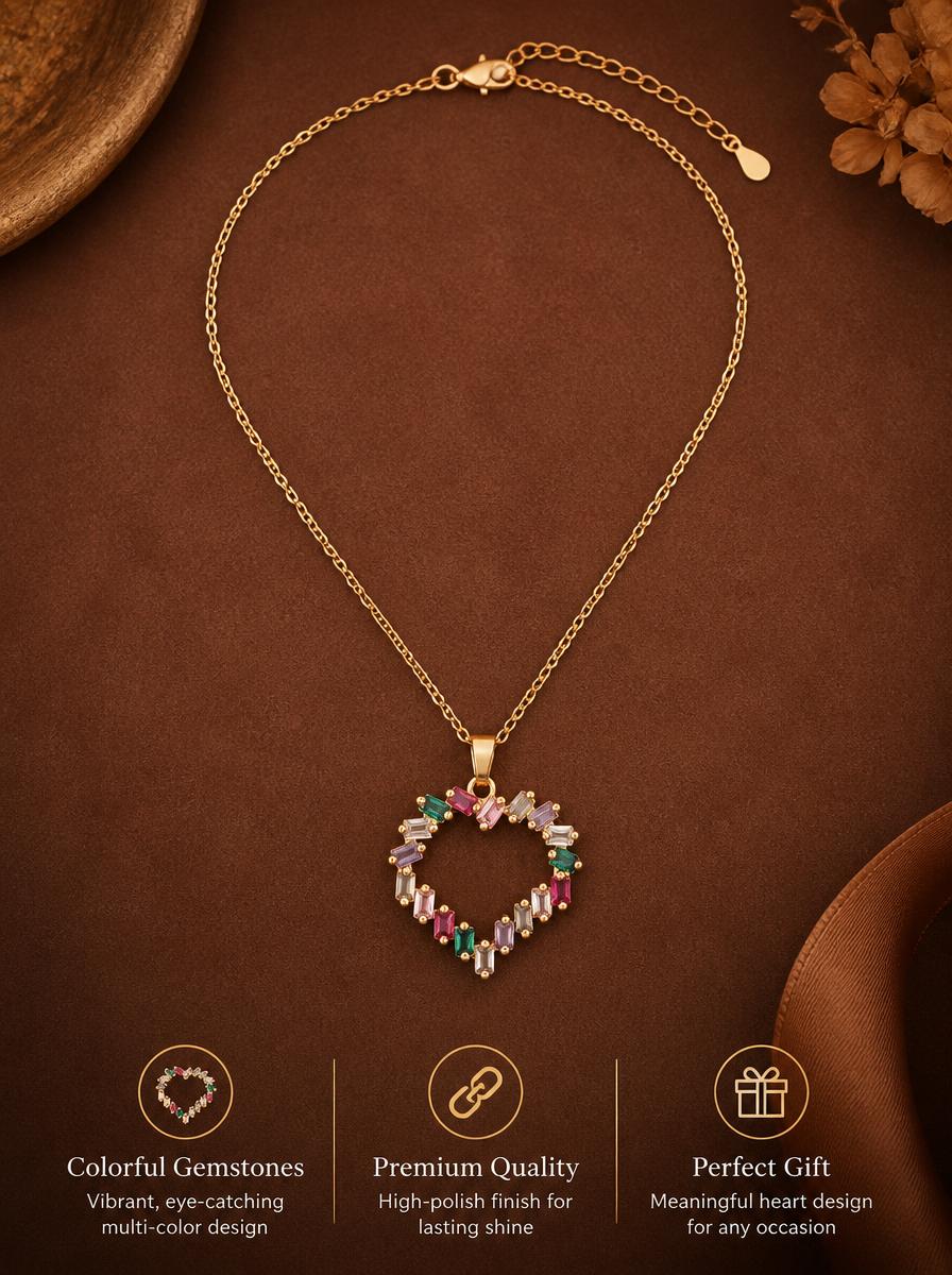 Crystal Hollow Heart Necklace