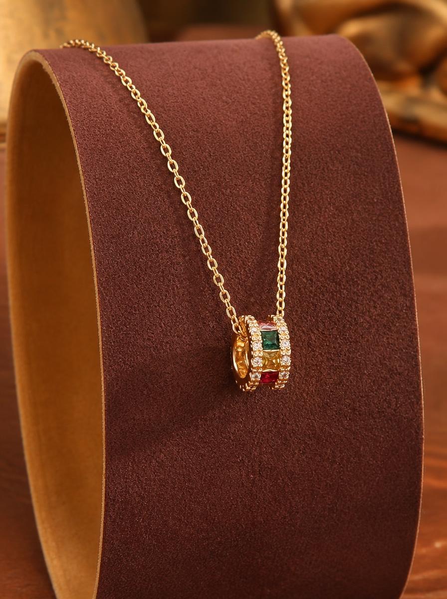 Color Zircon Roller Pendant Necklace